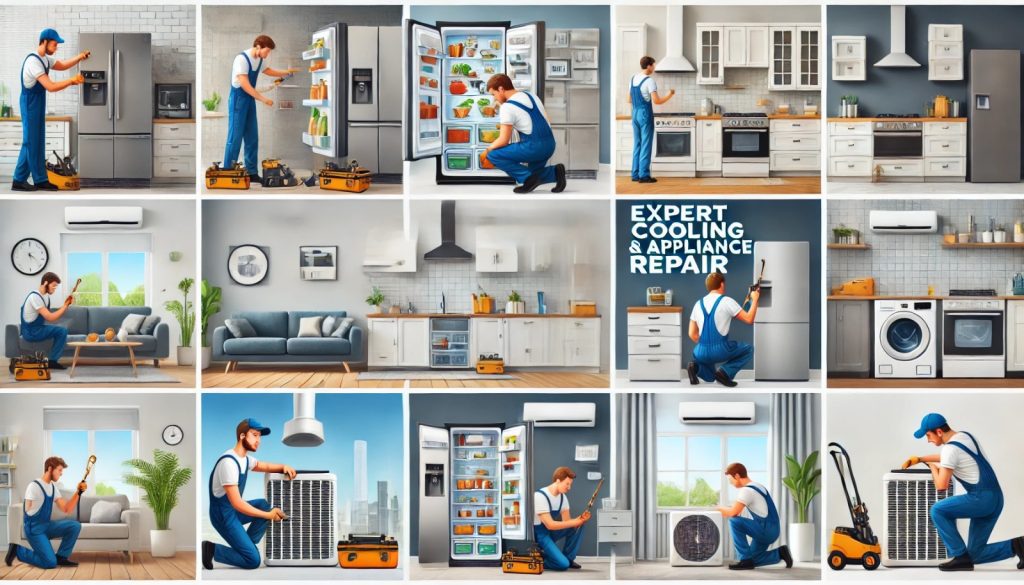 Technician repairing residential fridge